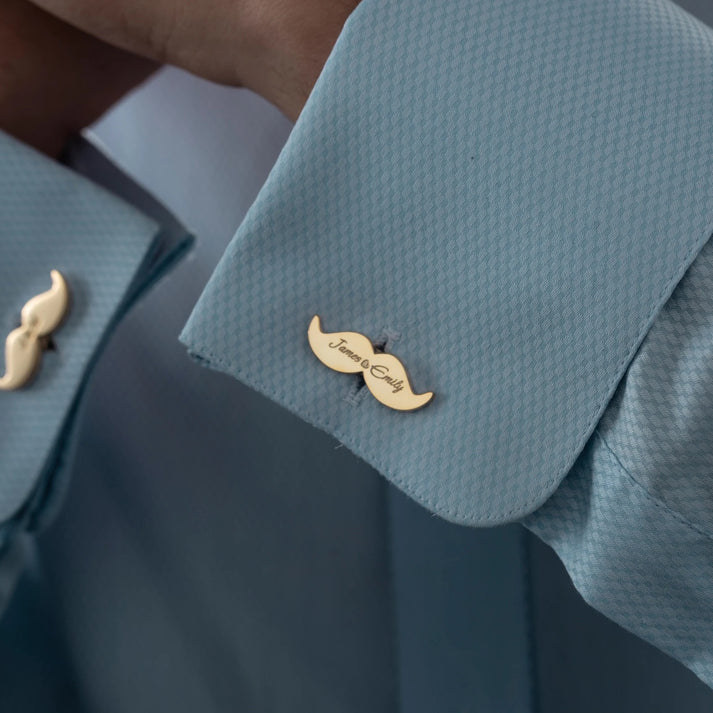 Mustache Custom Text Engraved Cufflinks