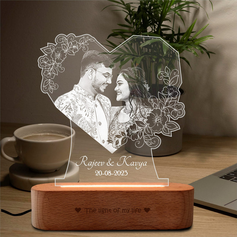 Personalised Hearty Love Photo Glow Lamp