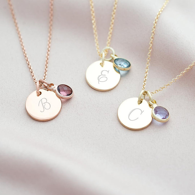 925 Silver Initial and Birthstone Personalised Necklace