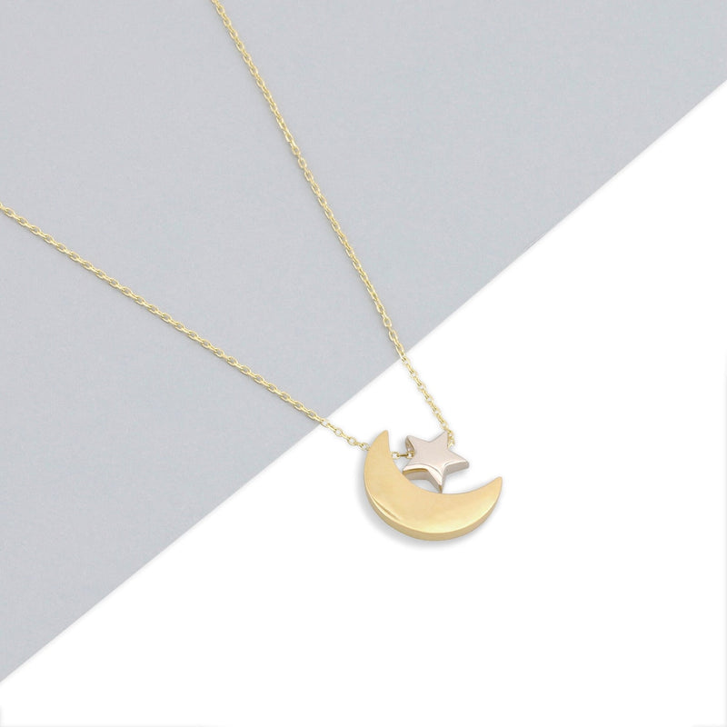 Moon and Star Necklace-925 Sterling Silver