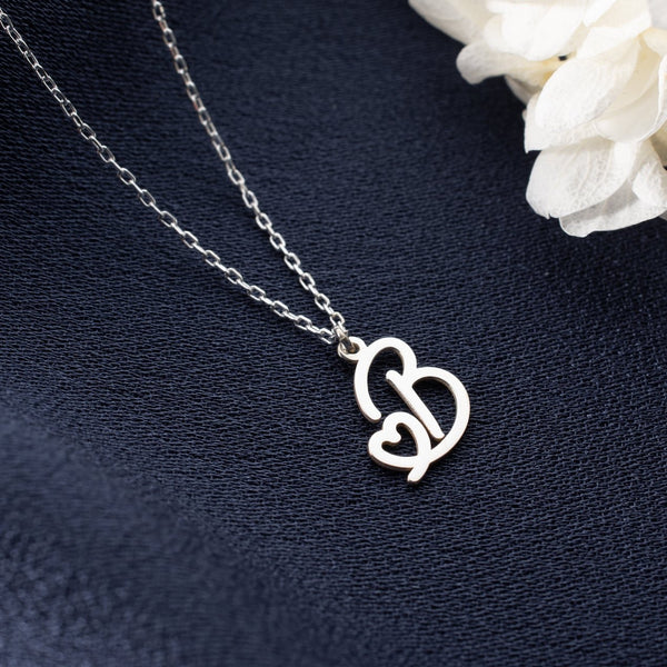 Initial Necklace with Heart Symbol