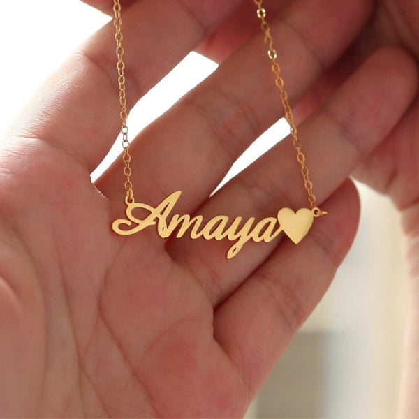 Custom Name Necklace with Heart by Artsy Store