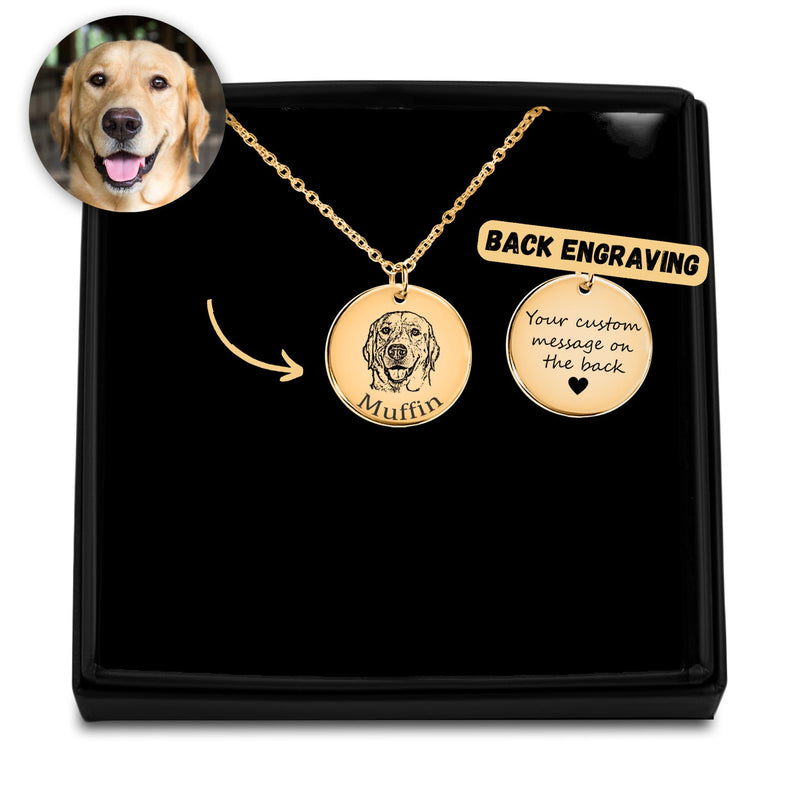 Custom Pet Portrait Name Necklace with Text