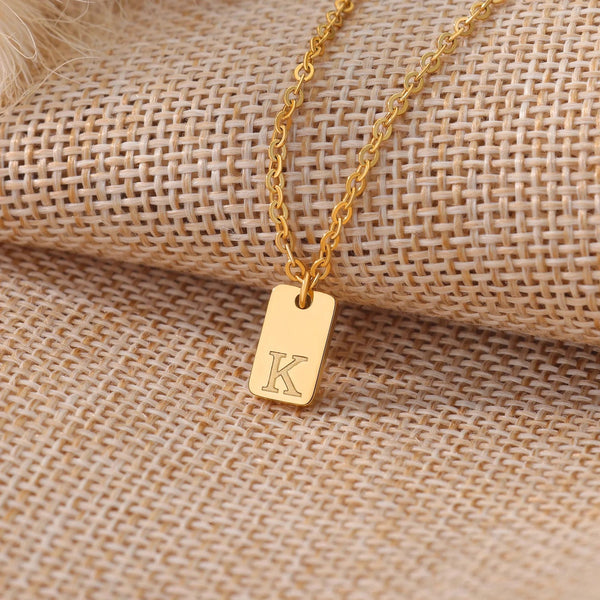 Dainty Initial Tag Necklace by Artsy Store