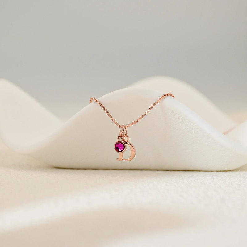 Personalized Birthstone Initial Necklace