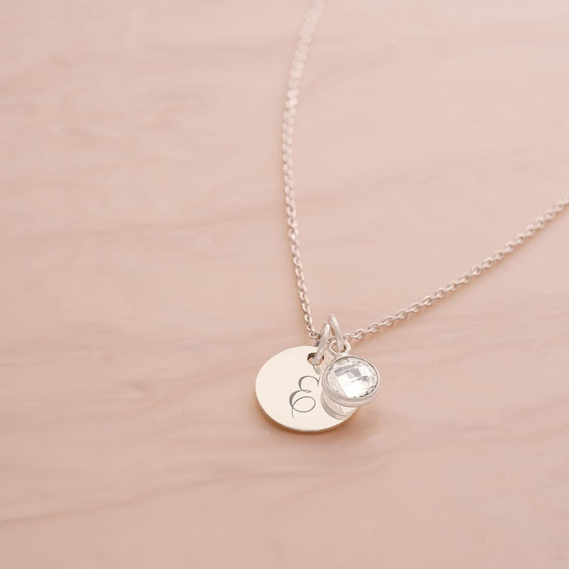 925 Silver Initial and Birthstone Personalised Necklace