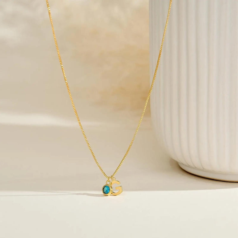 Personalized Birthstone Initial Necklace