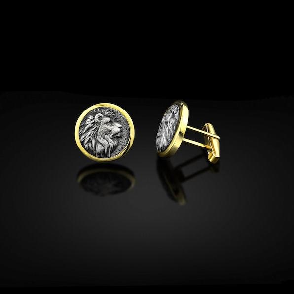 Sterling Silver Gold Plated Lion Cufflinks