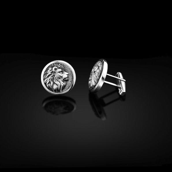 Sterling Silver Gold Plated Lion Cufflinks