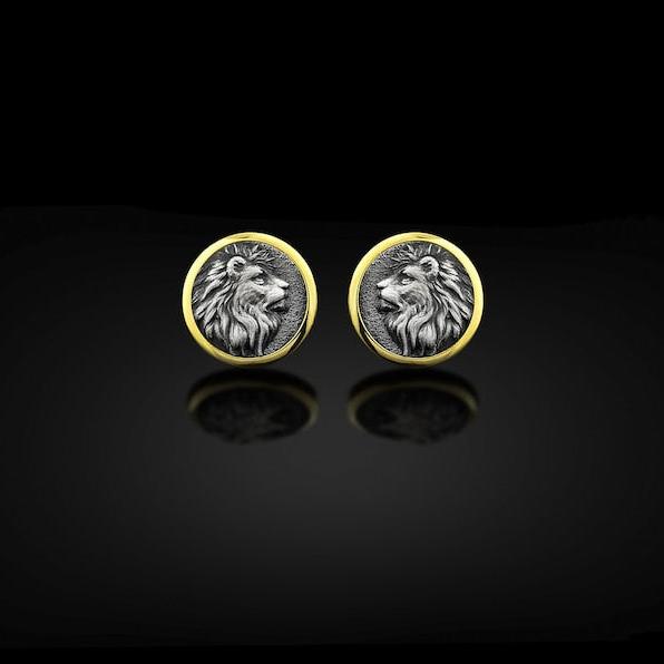 Sterling Silver Gold Plated Lion Cufflinks