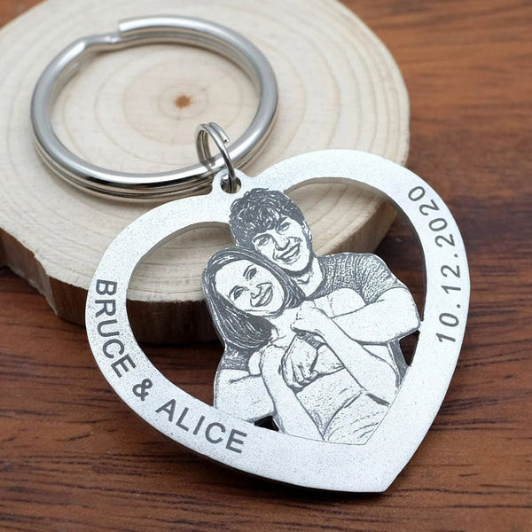 Personalized Photo Keychain - Heart Shape