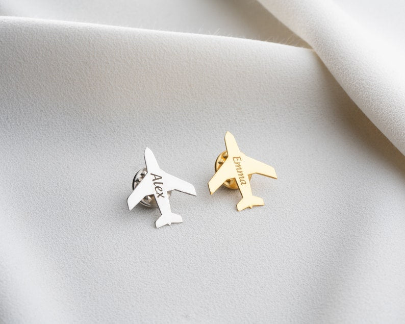 Name Airplane Brooch Pin