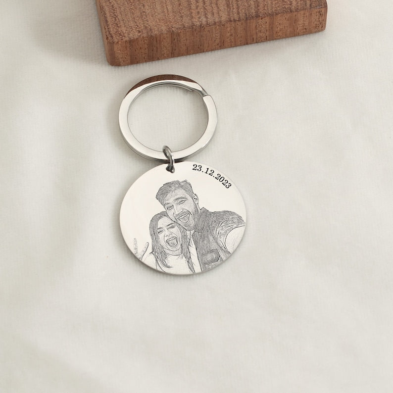 Actual Photo Engraved Keyring with Any Image