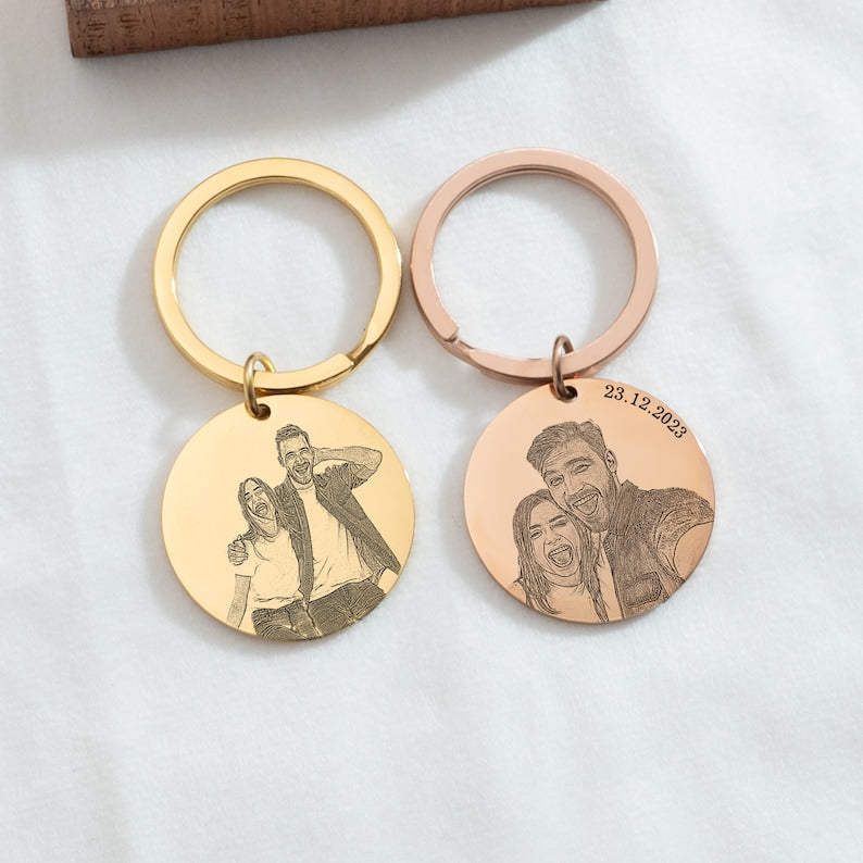 Actual Photo Engraved Keyring with Any Image