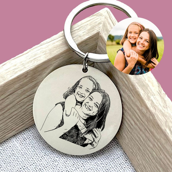 Custom Portrait Engraved Keyring