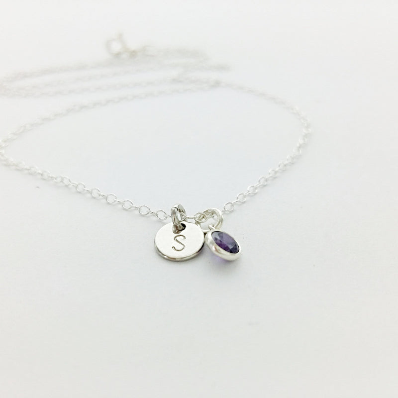 Teeny Initial and Birthstone Necklace