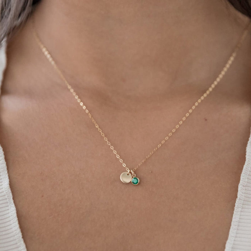 Teeny Initial and Birthstone Necklace