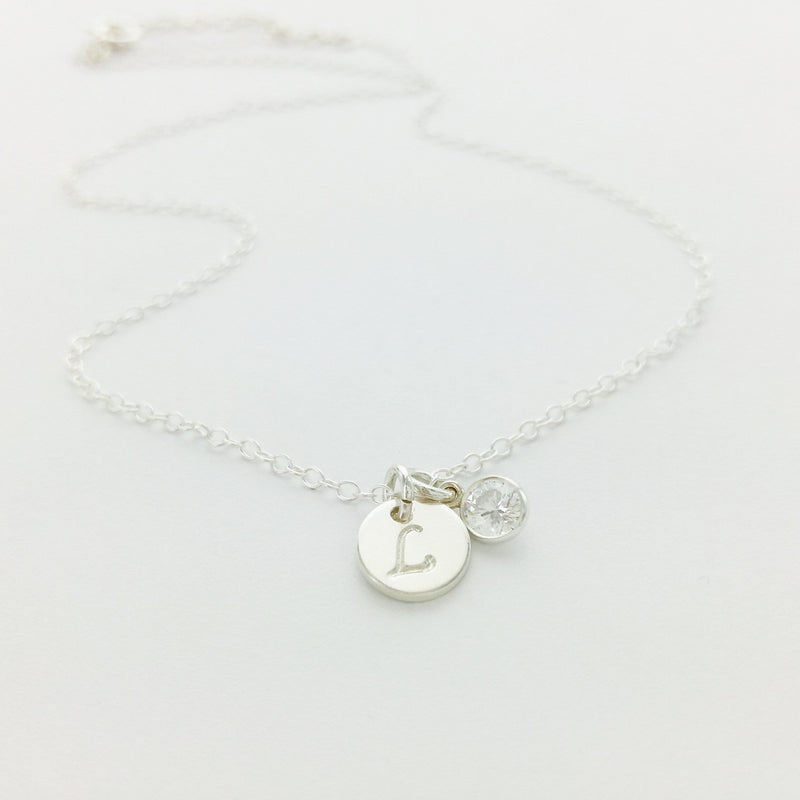 Teeny Initial and Birthstone Necklace