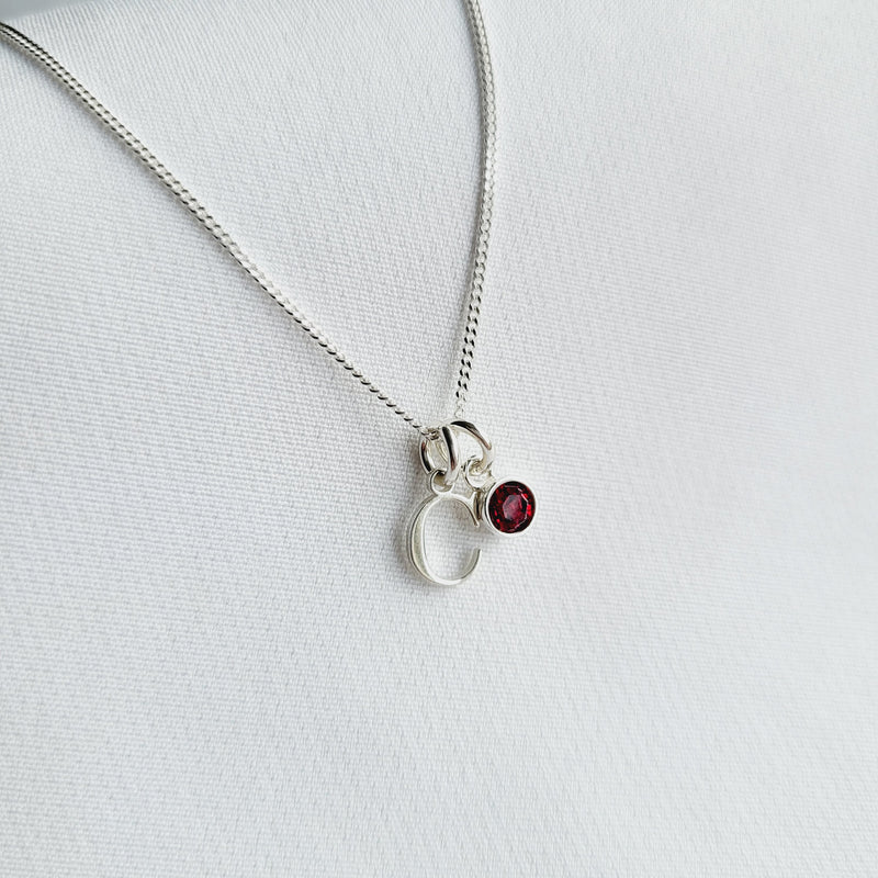 Custom Initial and Birthstone Necklace- 925 Sterling Silver