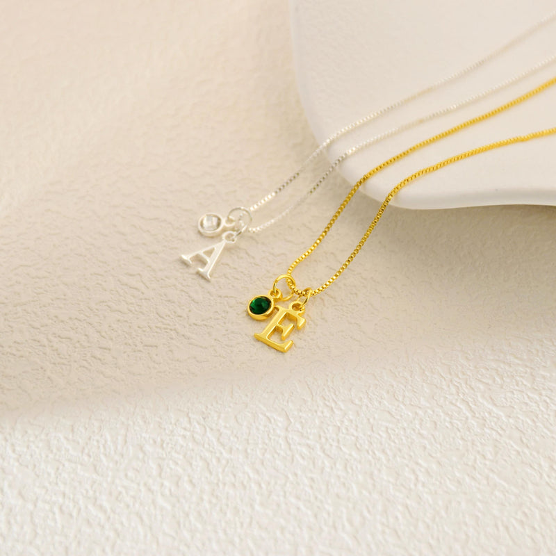 Personalized Birthstone Initial Necklace