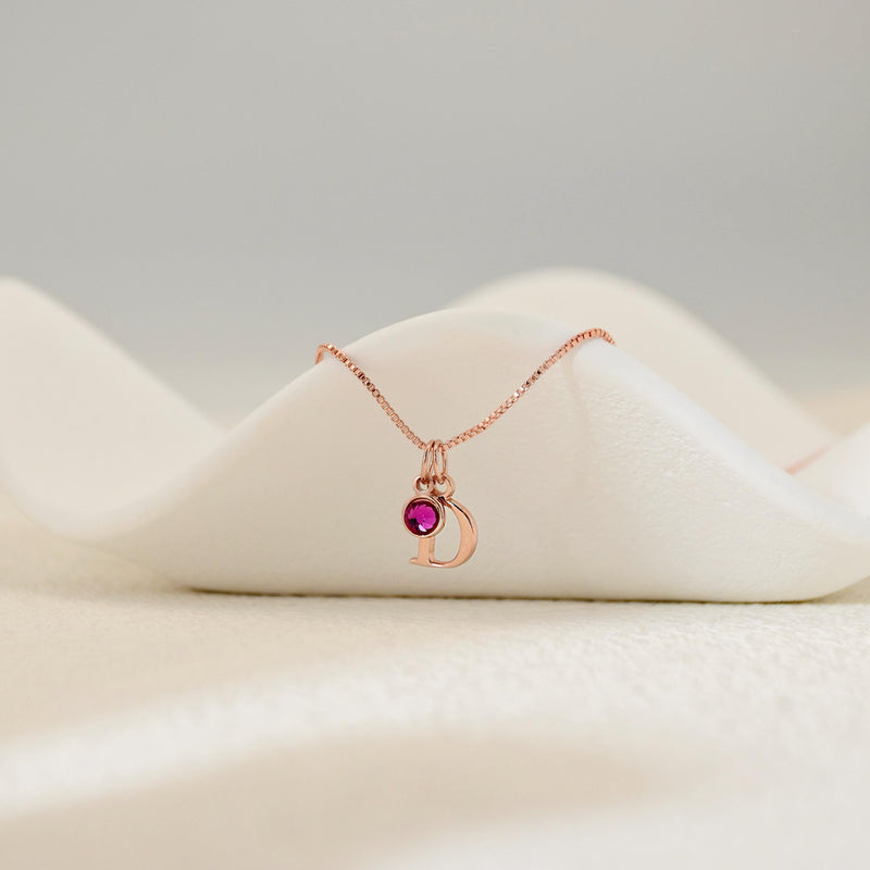 Personalized Birthstone Initial Necklace