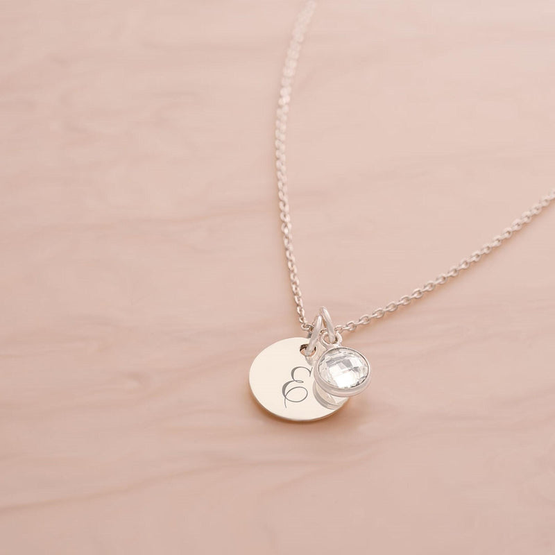 925 Silver Initial and Birthstone Personalised Necklace